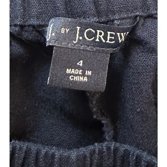 J. Crew Linen Cotton Drawstring Pant Navy Blue H5607 Size 4 - Picture 8 of 10